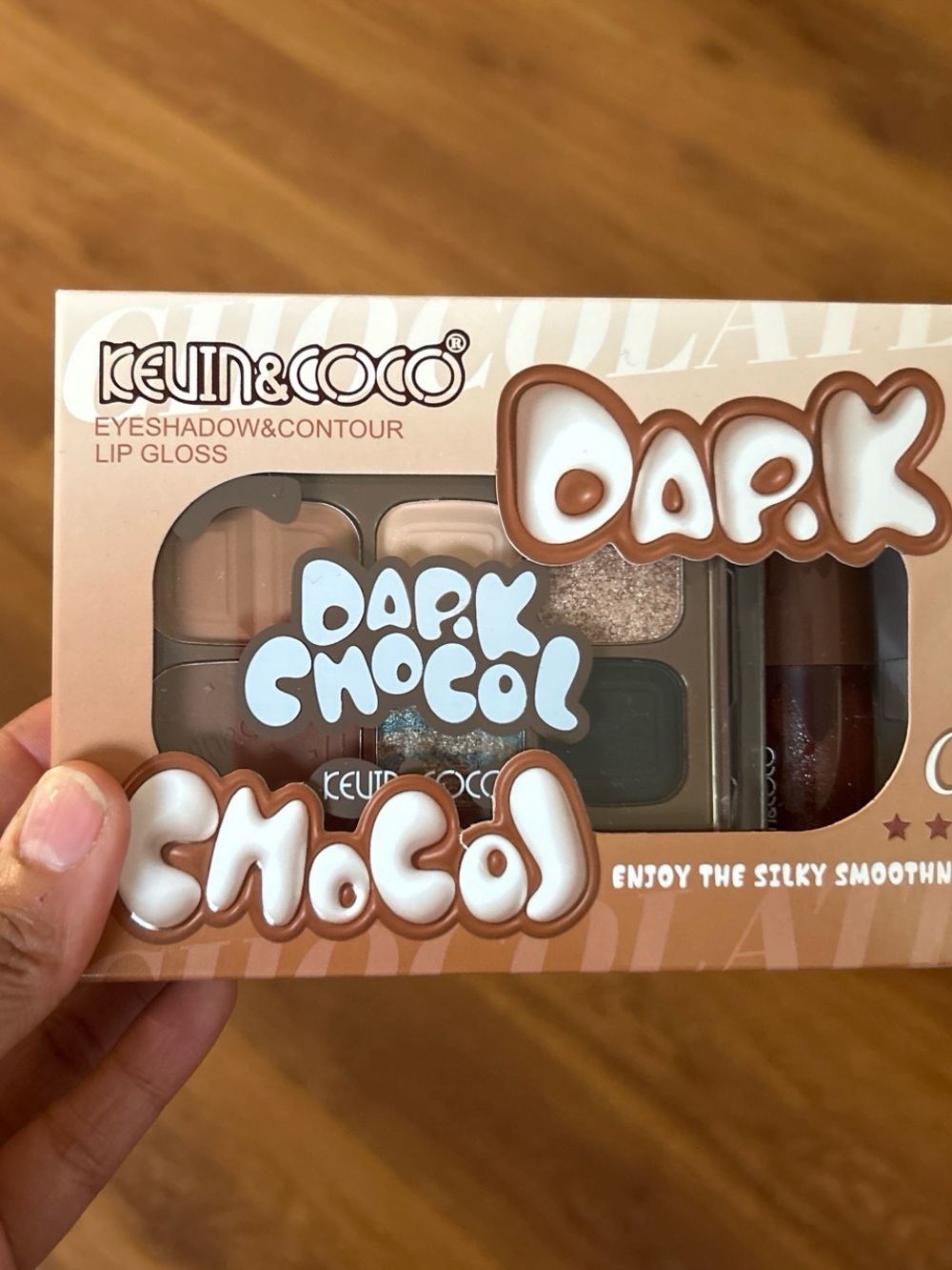 Kevin & Coco Dark Choco Eyeshadow & Contour Lip Gloss Set - Brown